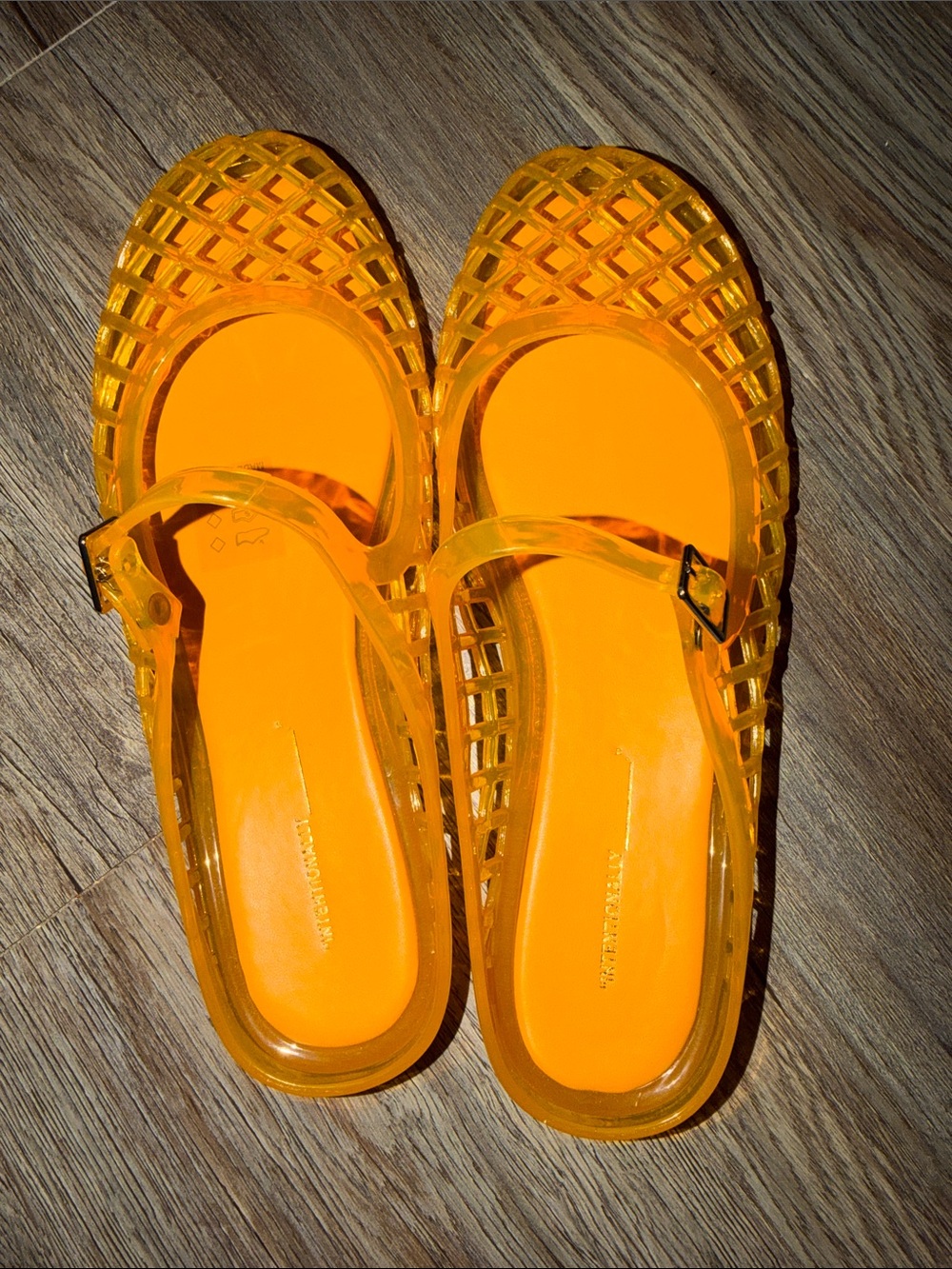 INTENTIONALLY BLANK Orange Transparent Jelly Mary Jane Sandals - Women